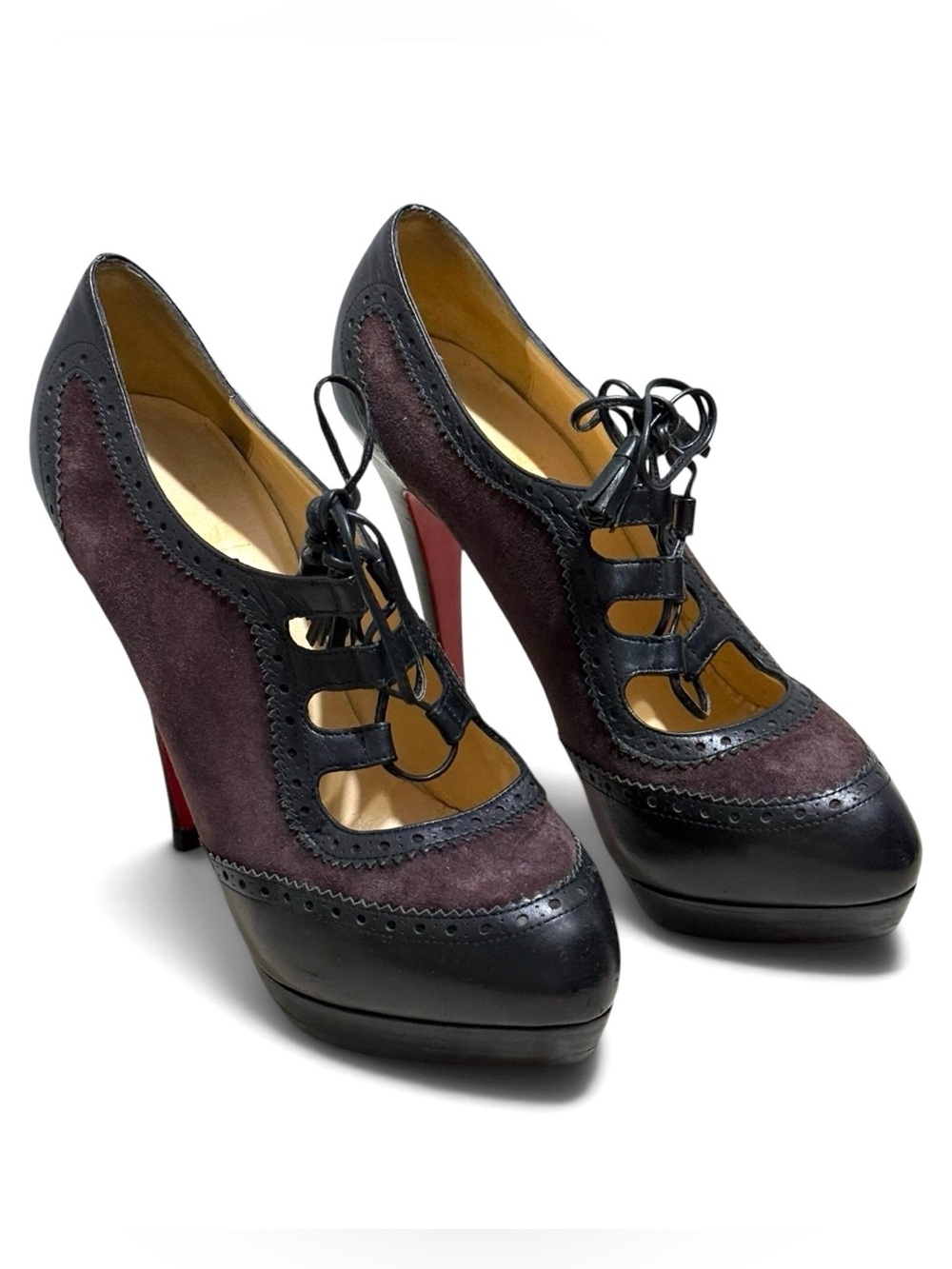 Christian Louboutin lace-up platform ankle boots Size 38.5
